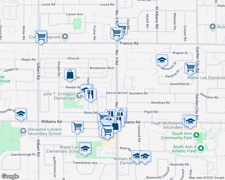 map of restaurants, bars, coffee shops, grocery stores, and more near in Richmond