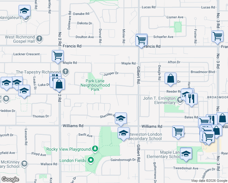 map of restaurants, bars, coffee shops, grocery stores, and more near 9480 Whiteoak Gate in Richmond