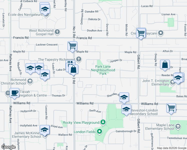 map of restaurants, bars, coffee shops, grocery stores, and more near 6251 Woodwards Road in Richmond