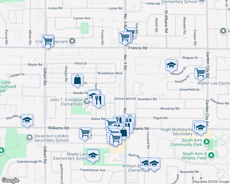 map of restaurants, bars, coffee shops, grocery stores, and more near in Richmond