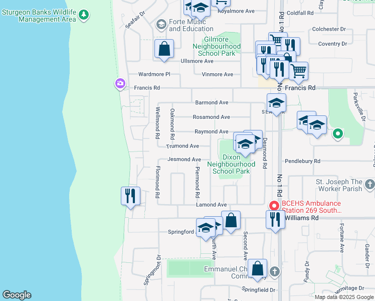 map of restaurants, bars, coffee shops, grocery stores, and more near 3428 Trumond Avenue in Richmond