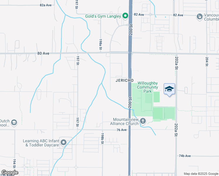 map of restaurants, bars, coffee shops, grocery stores, and more near 7807 199 Street in Langley