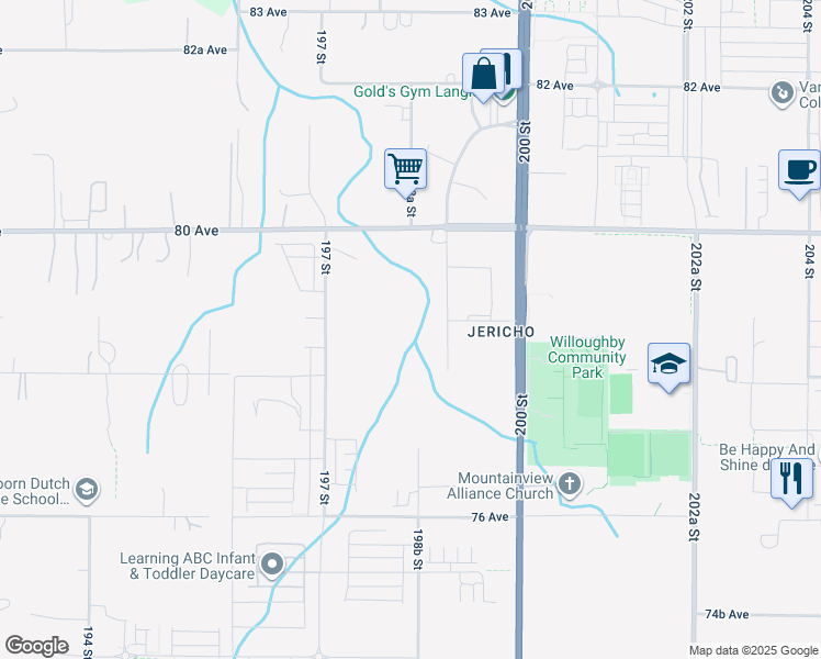 map of restaurants, bars, coffee shops, grocery stores, and more near 7883 199 Street in Langley Township