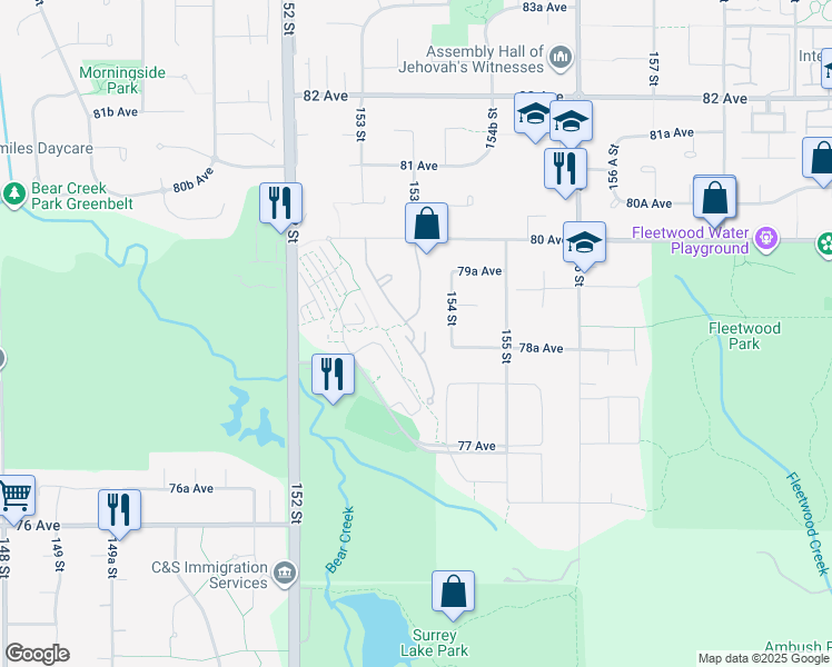 map of restaurants, bars, coffee shops, grocery stores, and more near 15350 Sequoia Drive in Surrey