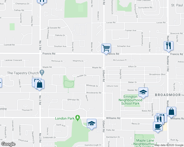 map of restaurants, bars, coffee shops, grocery stores, and more near 6711 Juniper Drive in Richmond