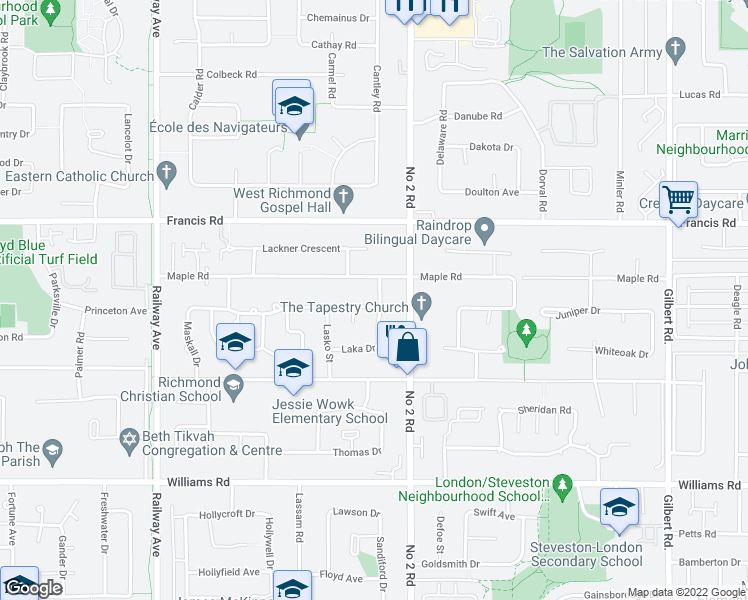 map of restaurants, bars, coffee shops, grocery stores, and more near 5691 Jaskow Drive in Richmond