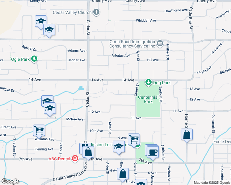 map of restaurants, bars, coffee shops, grocery stores, and more near 32925 Orchid Court in Mission