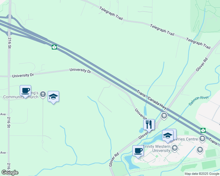 map of restaurants, bars, coffee shops, grocery stores, and more near 22164 79 Avenue in Langley Township