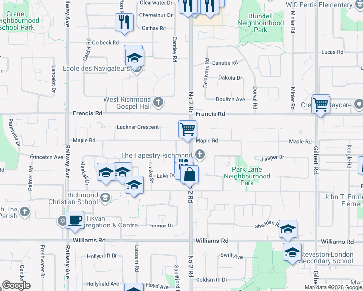 map of restaurants, bars, coffee shops, grocery stores, and more near 5691 Jaskow Drive in Richmond