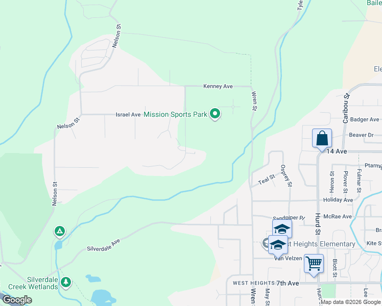 map of restaurants, bars, coffee shops, grocery stores, and more near Oyama Place in Mission