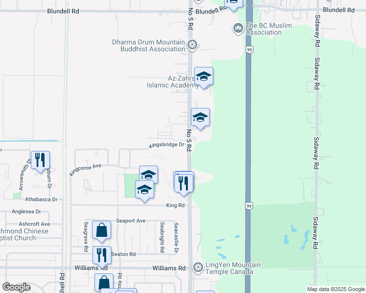 map of restaurants, bars, coffee shops, grocery stores, and more near in Richmond