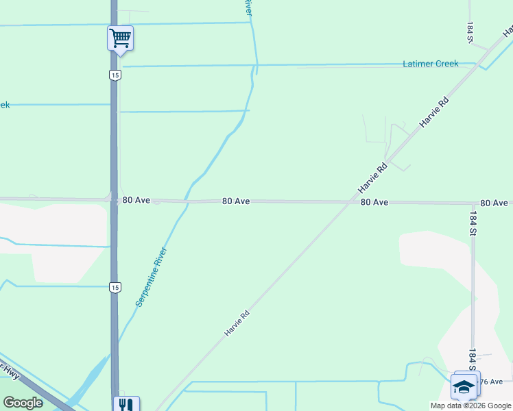 map of restaurants, bars, coffee shops, grocery stores, and more near 17972 80 Avenue in Surrey