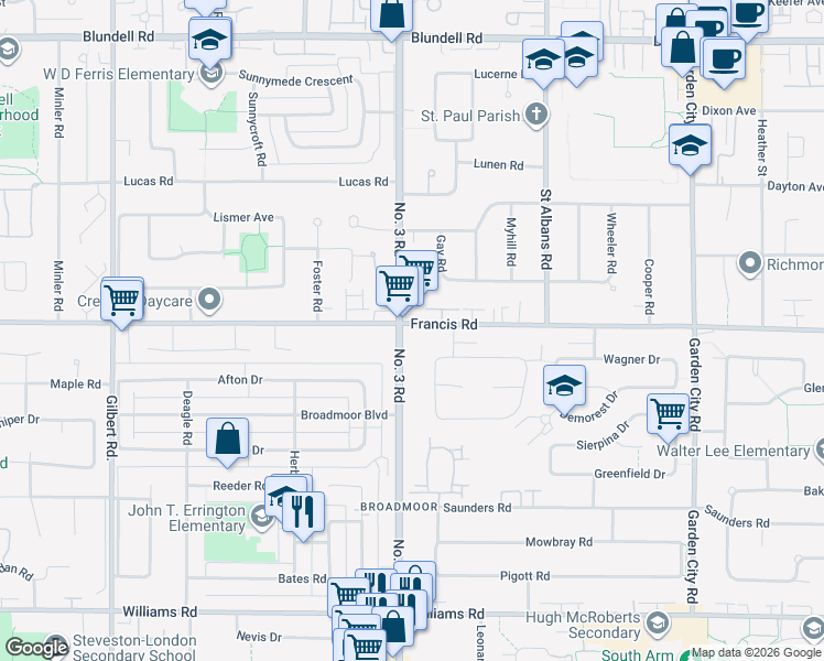 map of restaurants, bars, coffee shops, grocery stores, and more near in Richmond