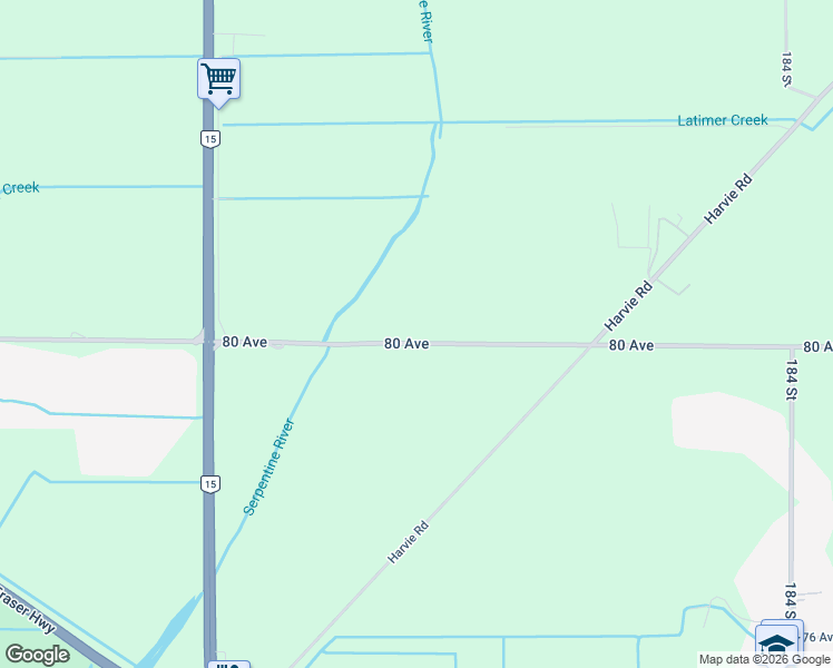map of restaurants, bars, coffee shops, grocery stores, and more near 17901 80 Avenue in Surrey