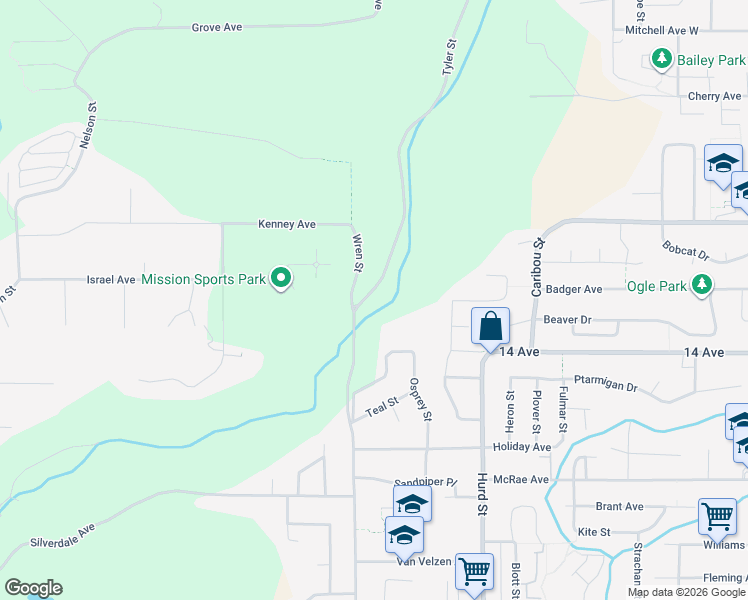 map of restaurants, bars, coffee shops, grocery stores, and more near 8088 Tyler Street in Mission