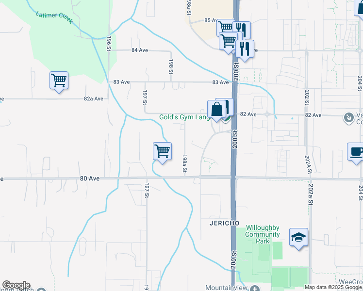 map of restaurants, bars, coffee shops, grocery stores, and more near 8097 198A Street in Langley Township