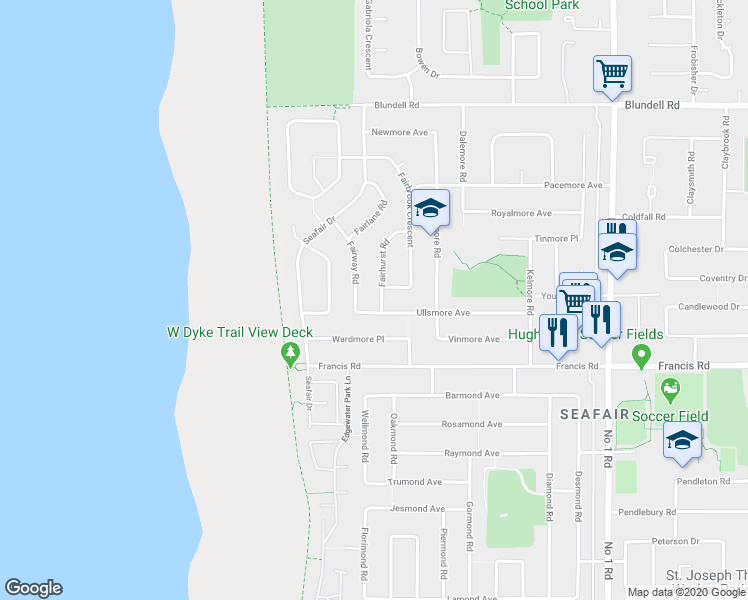 map of restaurants, bars, coffee shops, grocery stores, and more near 8591 Fairhurst Road in Richmond