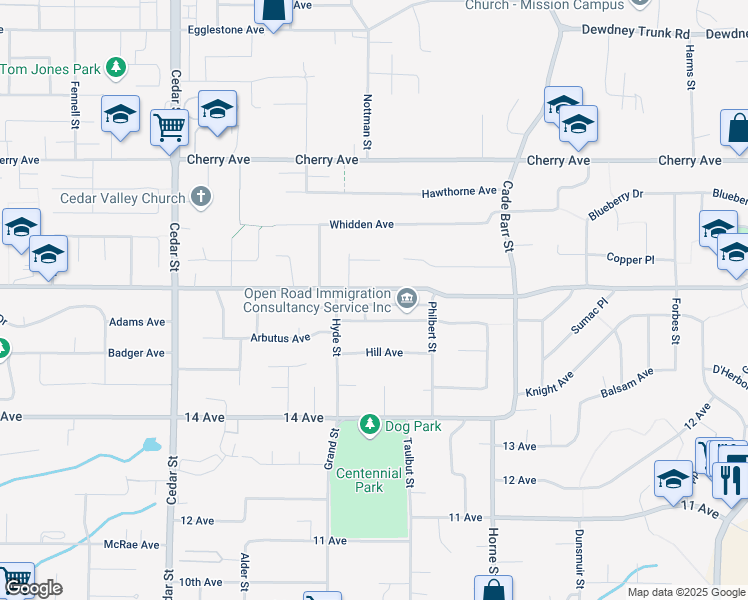 map of restaurants, bars, coffee shops, grocery stores, and more near in Mission