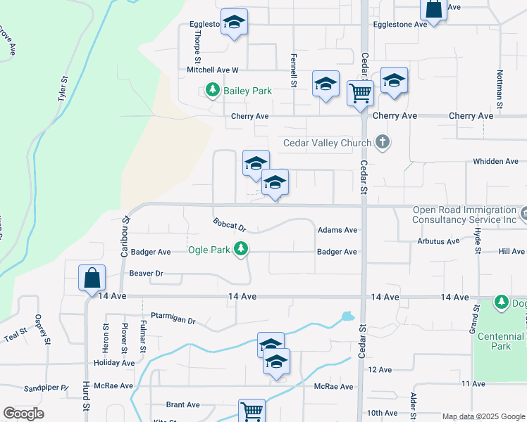 map of restaurants, bars, coffee shops, grocery stores, and more near 32584 Best Avenue in Mission