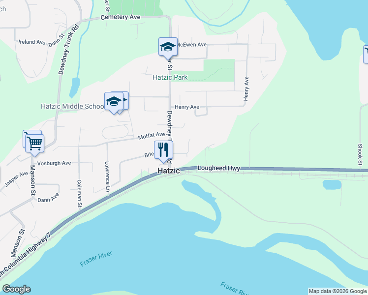map of restaurants, bars, coffee shops, grocery stores, and more near 35061 Sunnyside Drive in Mission