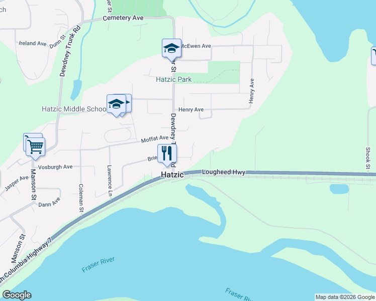 map of restaurants, bars, coffee shops, grocery stores, and more near 35061 Sunnyside Drive in Mission