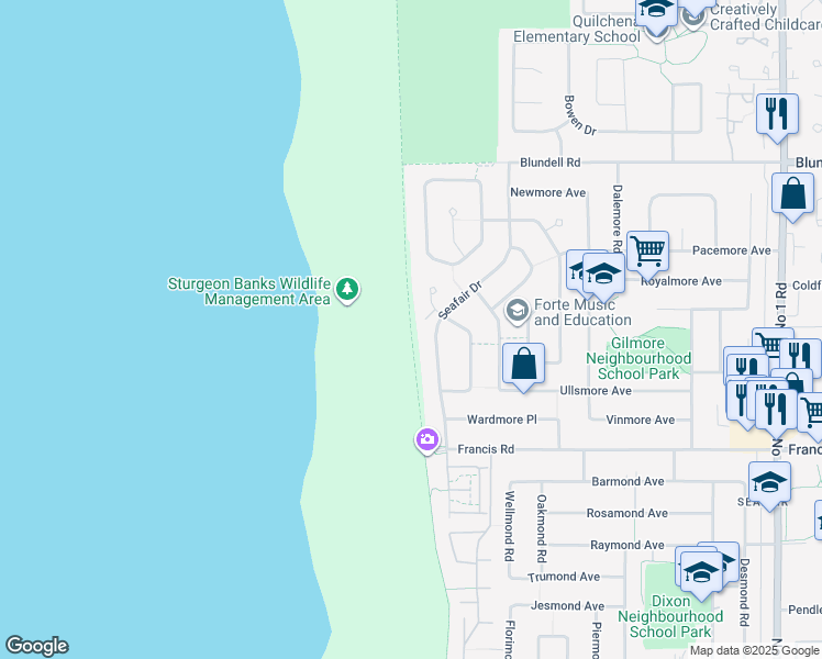 map of restaurants, bars, coffee shops, grocery stores, and more near West Dyke Trail in Richmond
