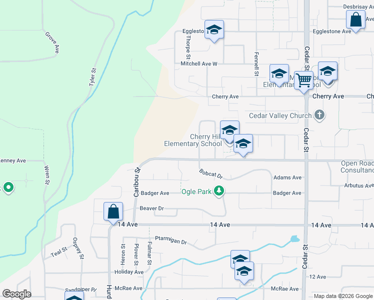 map of restaurants, bars, coffee shops, grocery stores, and more near 32430 Hashizume Terrace in Mission