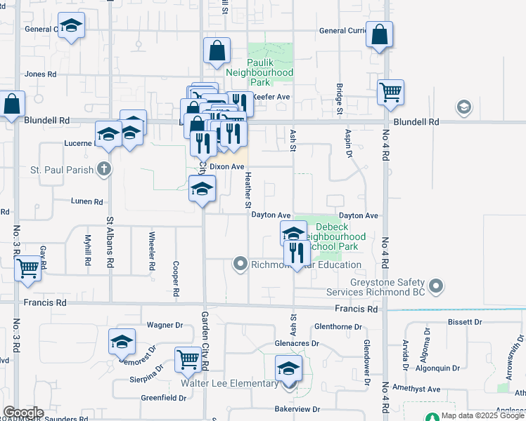map of restaurants, bars, coffee shops, grocery stores, and more near 9311 Dayton Avenue in Richmond