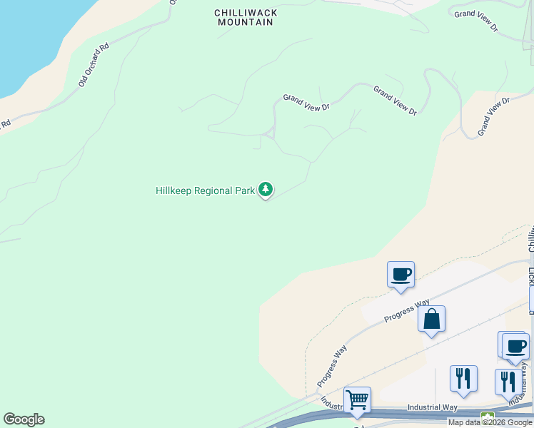 map of restaurants, bars, coffee shops, grocery stores, and more near 43350 Hillkeep Place in Chilliwack
