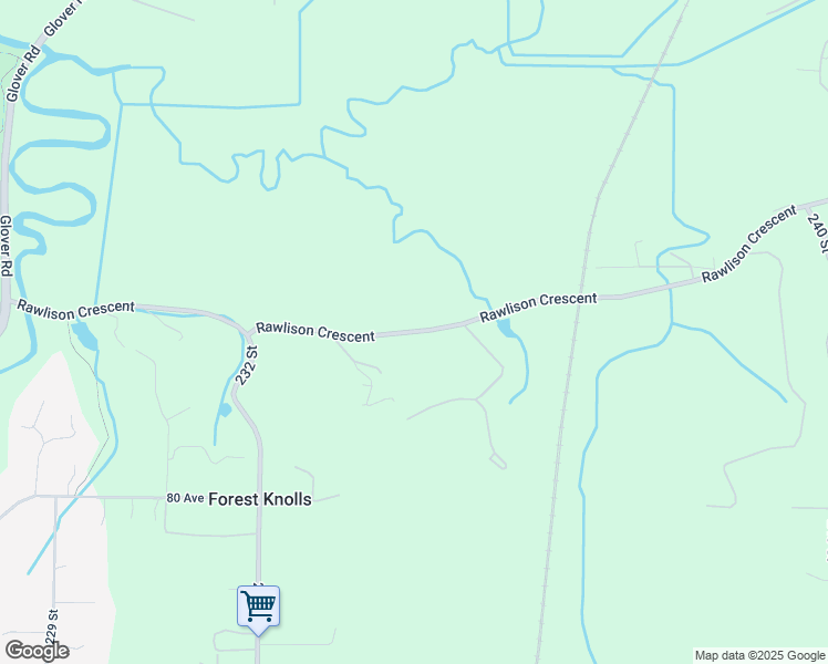 map of restaurants, bars, coffee shops, grocery stores, and more near Rawlison Crescent in Langley Township