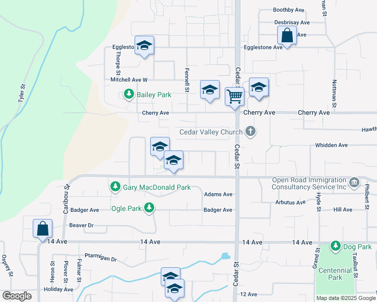 map of restaurants, bars, coffee shops, grocery stores, and more near 32649 Kudo Drive in Mission