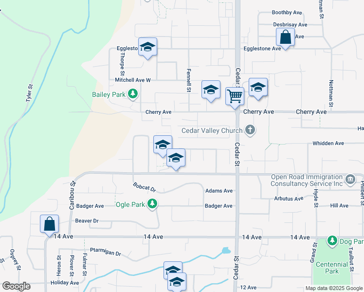 map of restaurants, bars, coffee shops, grocery stores, and more near 32631 Kudo Drive in Mission