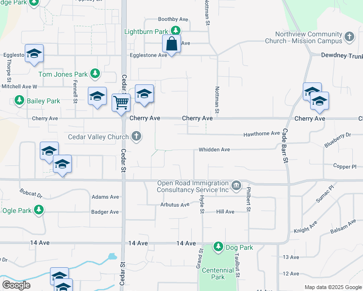 map of restaurants, bars, coffee shops, grocery stores, and more near 32983 Whidden Avenue in Mission
