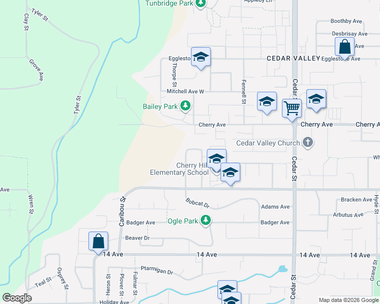 map of restaurants, bars, coffee shops, grocery stores, and more near 8351 Miller Crescent in Mission