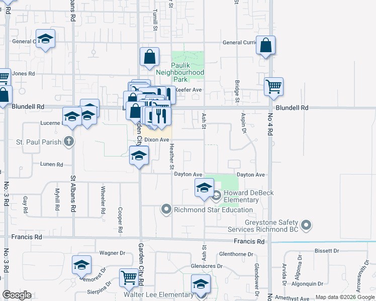 map of restaurants, bars, coffee shops, grocery stores, and more near 9311 Dayton Avenue in Richmond