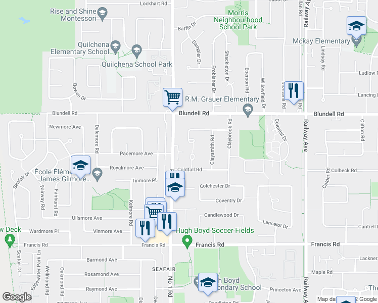 map of restaurants, bars, coffee shops, grocery stores, and more near 8231 Coldfall Court in Richmond