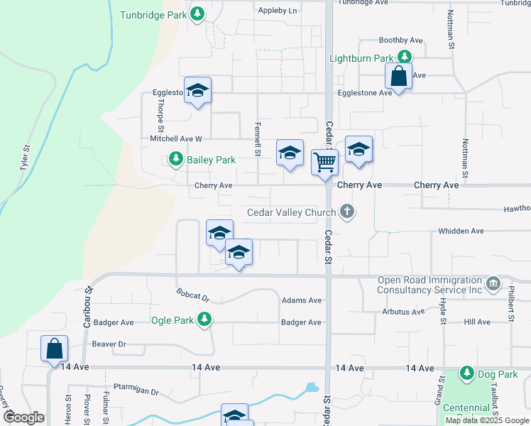 map of restaurants, bars, coffee shops, grocery stores, and more near 8343 Harris Street in Mission