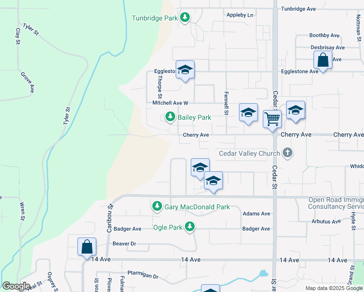 map of restaurants, bars, coffee shops, grocery stores, and more near 32514 Higginbottom Court in Mission