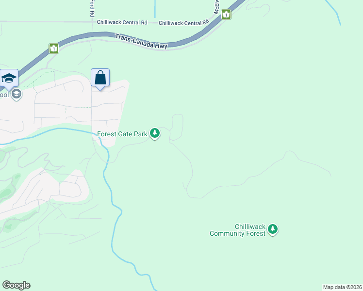 map of restaurants, bars, coffee shops, grocery stores, and more near 8593 Forest Gate Drive in Chilliwack