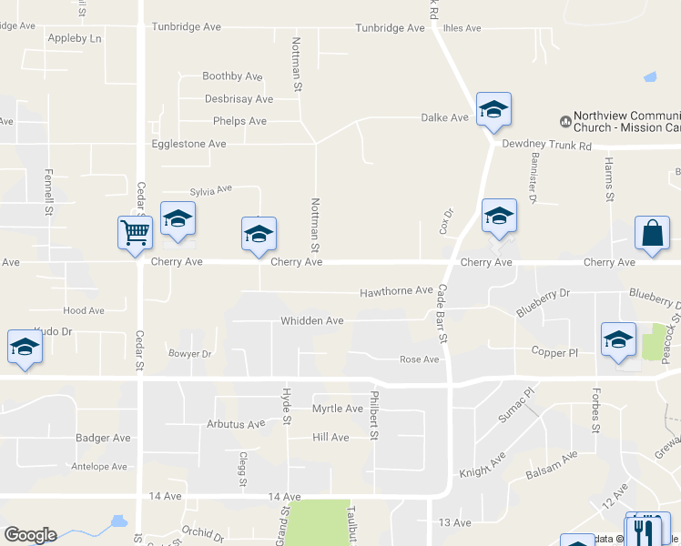 map of restaurants, bars, coffee shops, grocery stores, and more near in Mission
