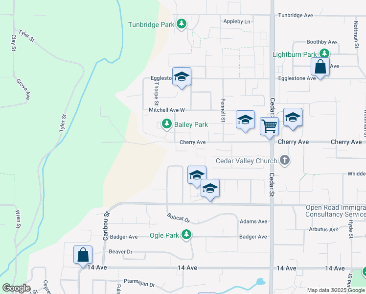 map of restaurants, bars, coffee shops, grocery stores, and more near 32529 Higginbottom Court in Mission