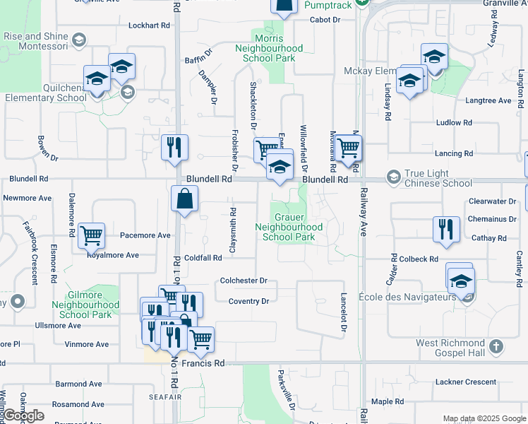 map of restaurants, bars, coffee shops, grocery stores, and more near 8100 Claybrook Road in Richmond