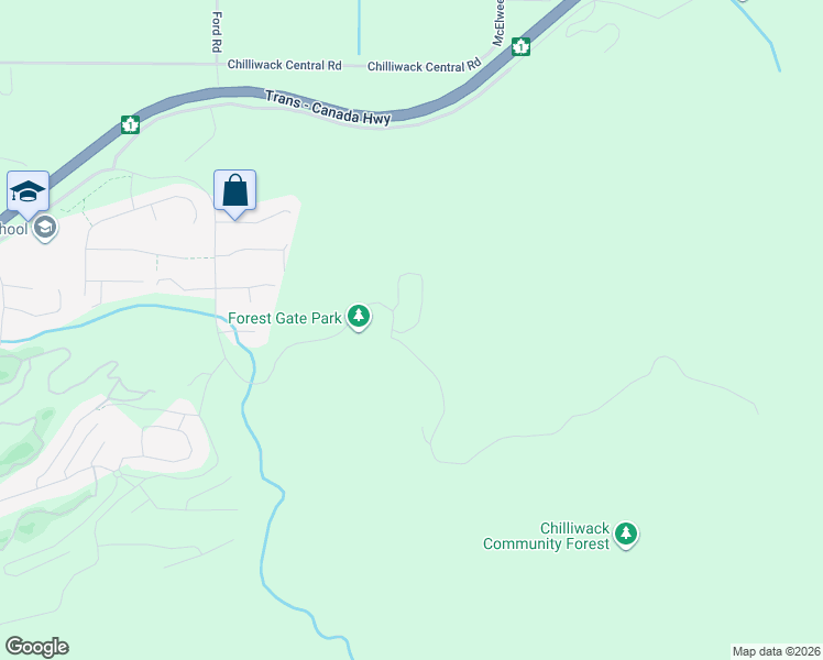 map of restaurants, bars, coffee shops, grocery stores, and more near 8587 Forest Gate Drive in Chilliwack