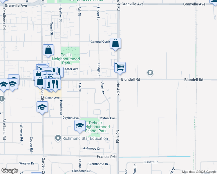 map of restaurants, bars, coffee shops, grocery stores, and more near 9791 Brandys Place in Richmond