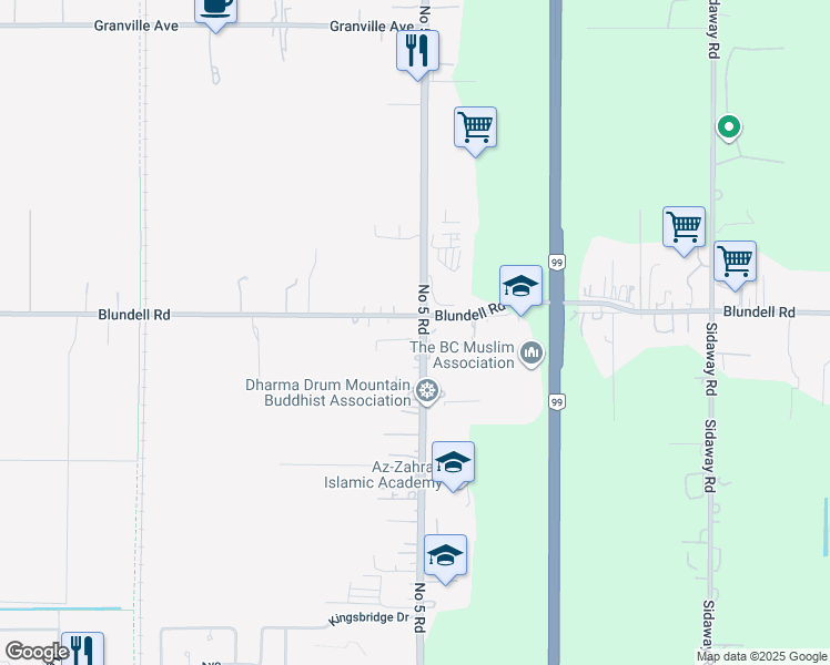 map of restaurants, bars, coffee shops, grocery stores, and more near 8051 Number 5 Road in Richmond