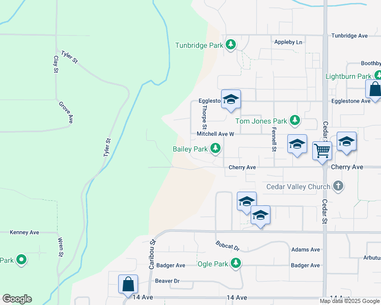 map of restaurants, bars, coffee shops, grocery stores, and more near 8426 Fairbanks Street in Mission