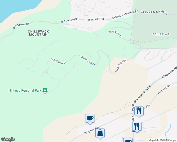 map of restaurants, bars, coffee shops, grocery stores, and more near 43619 Bracken Drive in Chilliwack