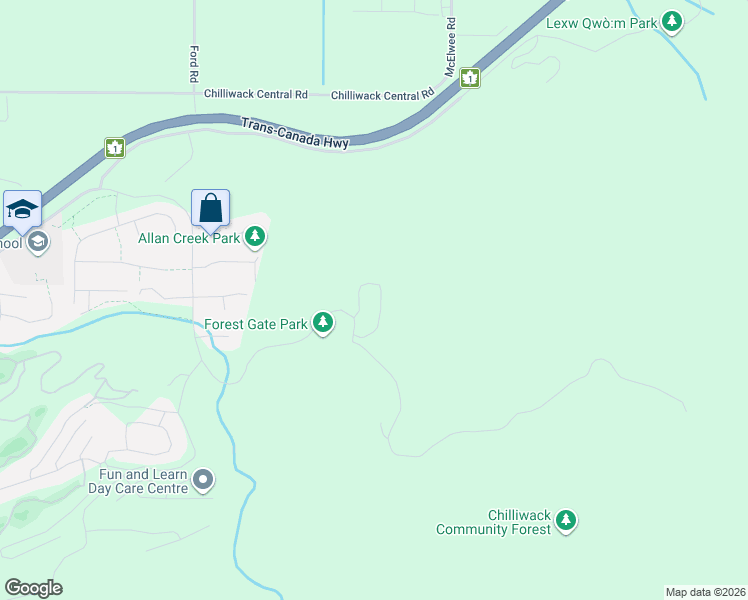map of restaurants, bars, coffee shops, grocery stores, and more near 8561 Forest Gate Drive in Chilliwack