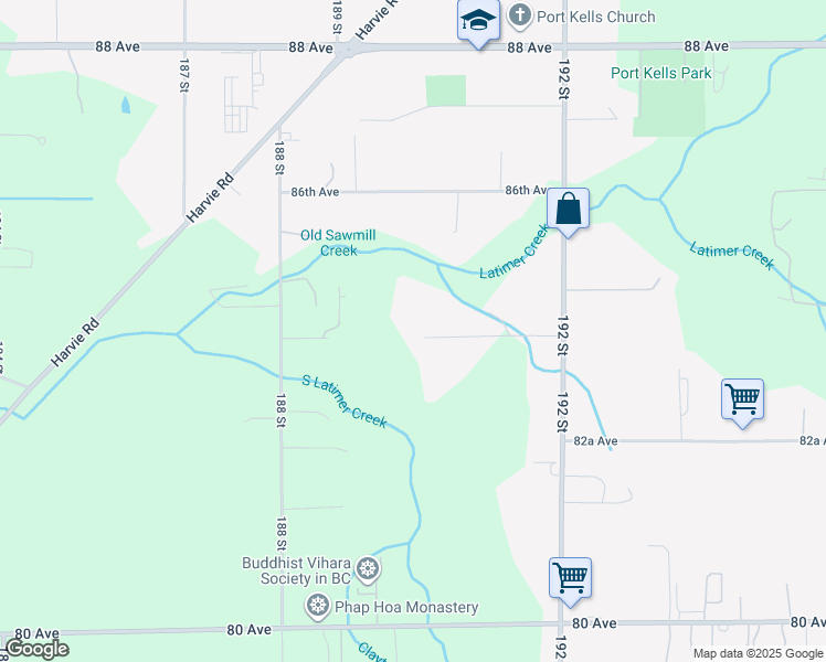 map of restaurants, bars, coffee shops, grocery stores, and more near 18963 84 Avenue in Surrey