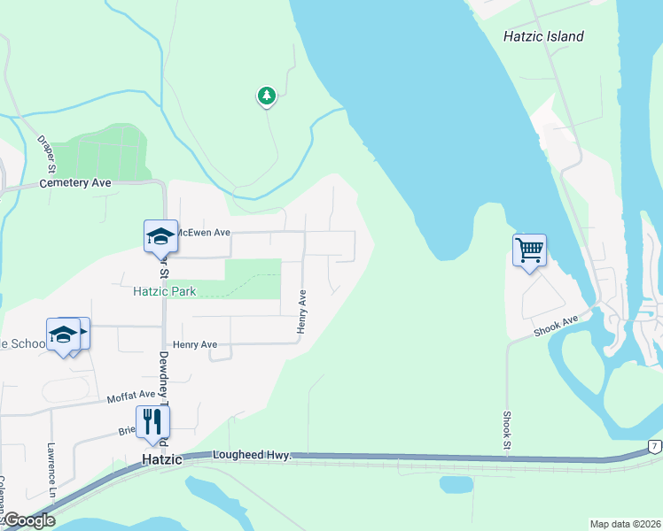 map of restaurants, bars, coffee shops, grocery stores, and more near 35344 McEwen Avenue in Mission